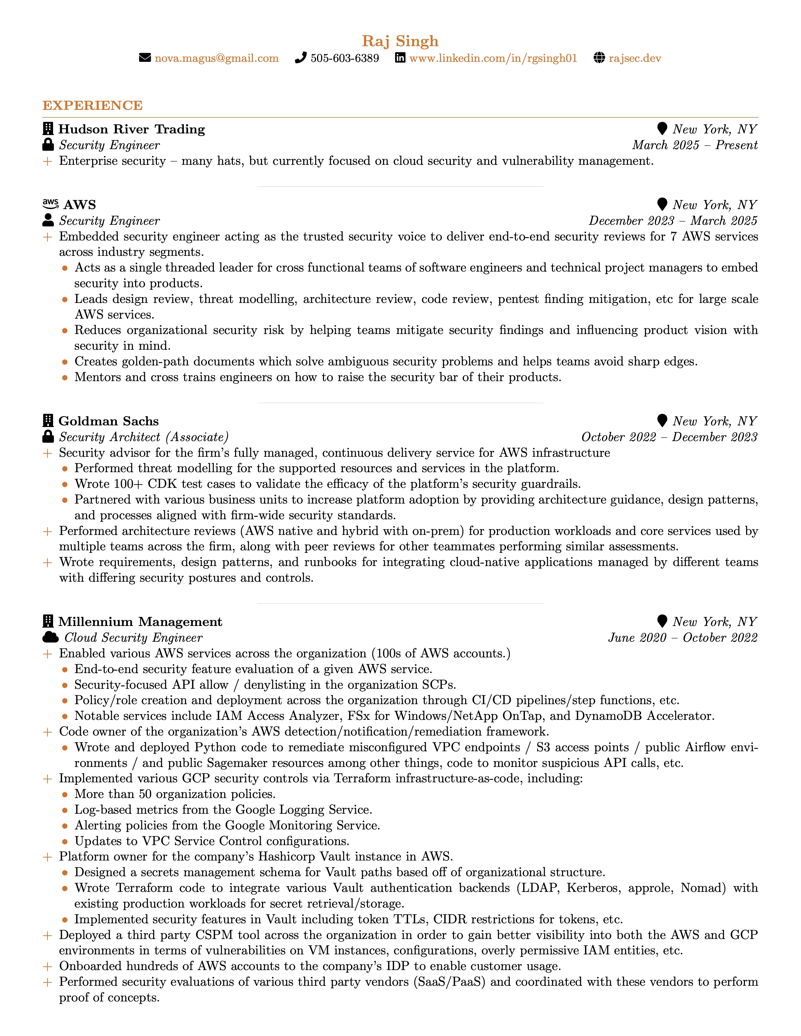Raj Singh Resume — Page 1